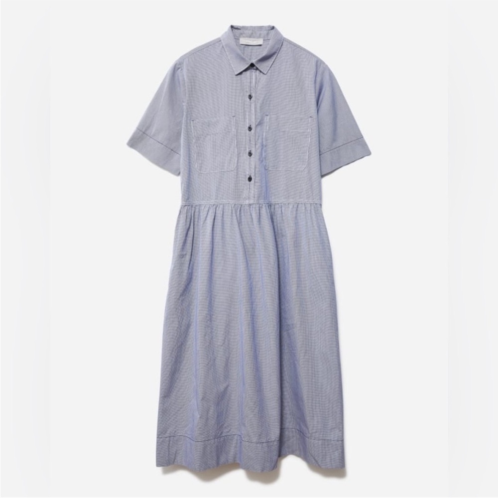 Everlane The Parklet Shirtdress Blue and White Size 6 Midi Cotton - Picture 2 of 8